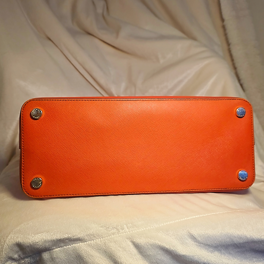 Michael Kors Cindy Medium Dome Satchel - Mandarin Saffiano Leather - Picture 12 of 16